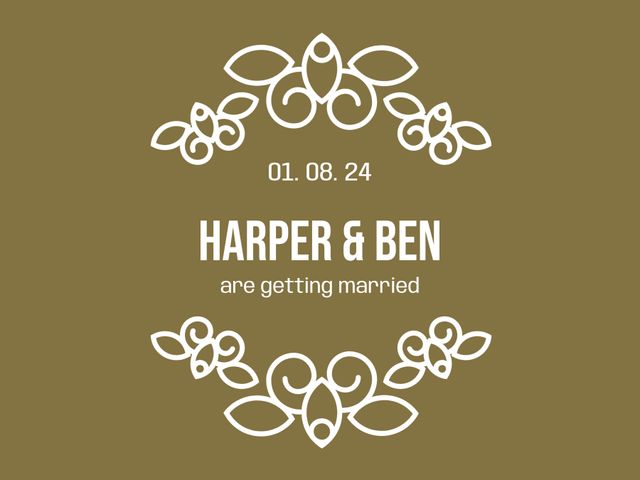 Elegant wedding announcement with a timeless floral motif perfect for formal invitations. Ideal for couples seeking a simple and classic design. An excellent choice for save the dates, wedding invitations, and engagement announcements, creating a warm and welcoming atmosphere. Versatile template suitable for both digital and print use.