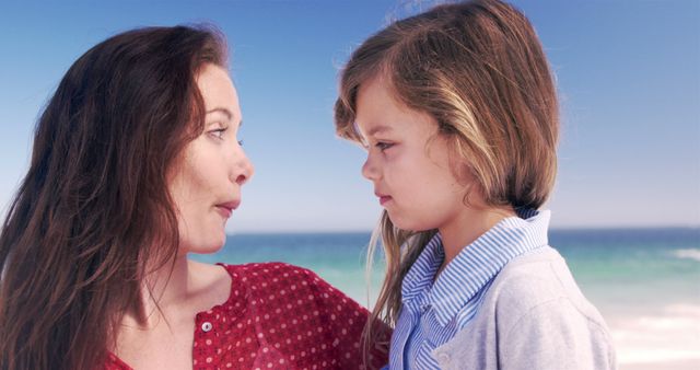 Mother and Daughter Bonding at Beach - Download Free Stock Images Pikwizard.com