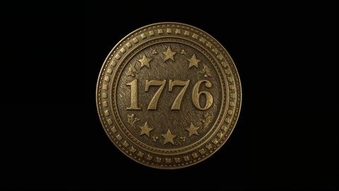 1776 Medallion with Stars on Black Background