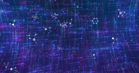 Futuristic Molecular Structures on Digital Grid - Download Free Stock Images Pikwizard.com