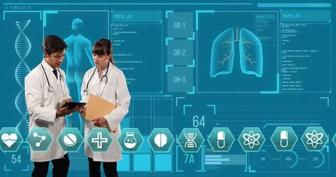 Medical Doctors Analyzing Data on Holographic Interface - Download Free Stock Images Pikwizard.com