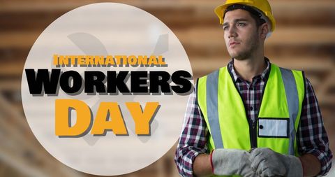 Construction worker celebrating international workers day