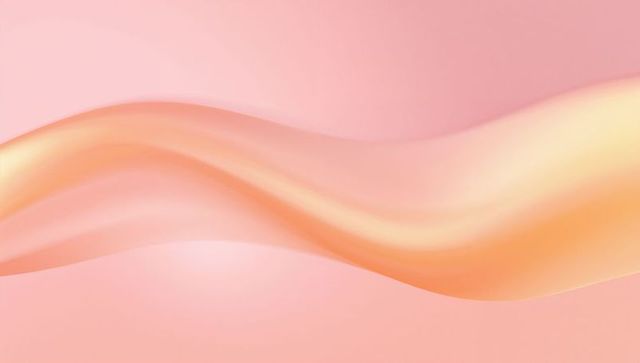Peach gold flowing ribbon wave soft pink gradient background for beauty branding