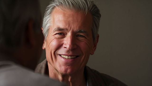 Smiling senior businessman headshot conveying warmth, confidence and trusted professionalism