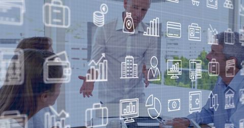 Diverse Business Team Analyzing Financial Growth Icons - Download Free Stock Images Pikwizard.com