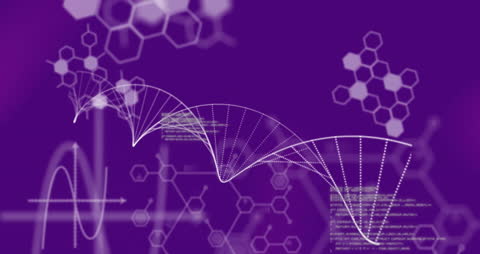Abstract DNA Strand with Data Concept on Purple