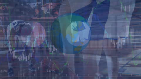 Basketball Team Stretching with Digital Overlay of Global Data