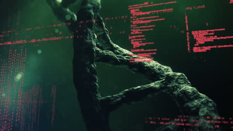 Animated DNA Strand with Data Coding Overlay