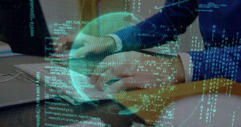Caucasian Man Analyzing Data on Computer with Global Finance Overlay - Download Free Stock Images Pikwizard.com