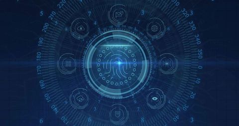 Futuristic Cybersecurity Fingerprint Scanner Interface