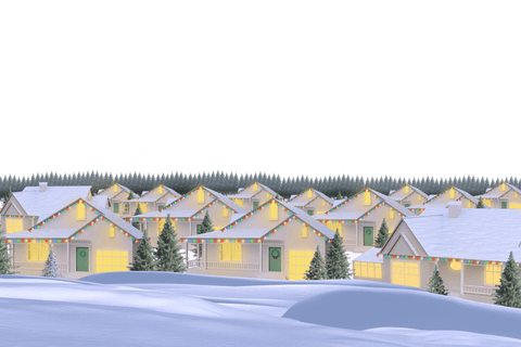 cozy winter village with snow and christmas lights on transparent background - Download Free Stock Videos Pikwizard.com
