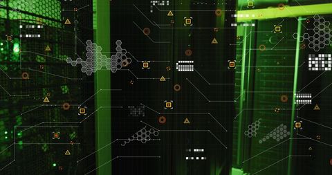 Digital Network Connections Over Green-Lit Servers - Download Free Stock Images Pikwizard.com