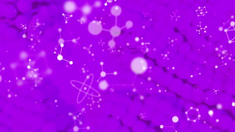 Abstract Molecule Animation on Vibrant Purple Background
