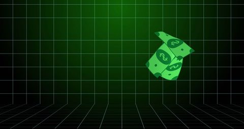 Floating Digital Currency Over Grid Background - Download Free Stock Images Pikwizard.com