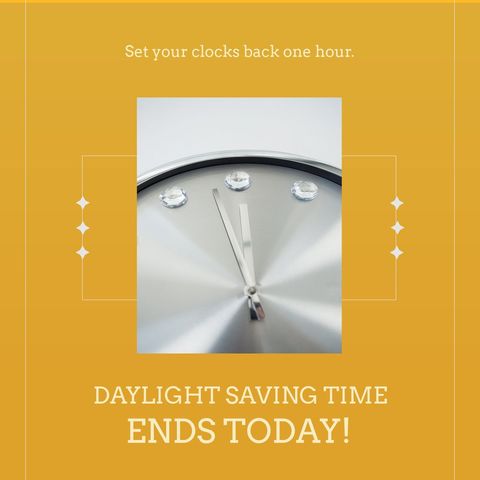 daylight saving time ends reminder with clock face - Download Free Stock Templates Pikwizard.com