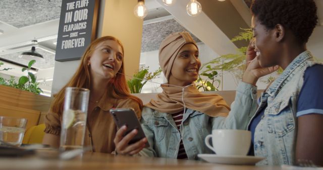 Diverse Women Enjoying Coffee and Conversation in Cafe - Download Free Stock Images Pikwizard.com