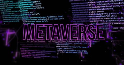 Futuristic Metaverse Concept with Digital Coding Background