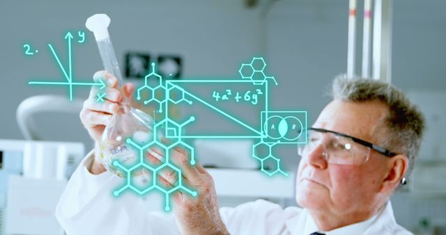 Image of mathematical equations over caucasian male doctor with vial - Download Free Stock Photos Pikwizard.com