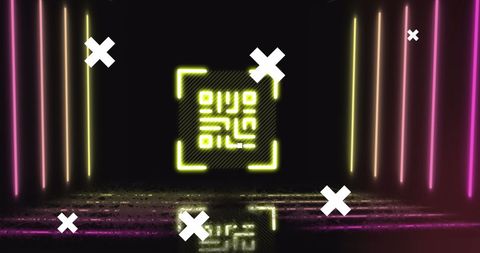 neon qr code with abstract digital interface elements - Download Free Stock Images Pikwizard.com