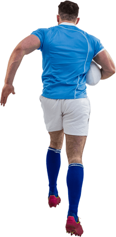 Rugby player running with the ball transparent background