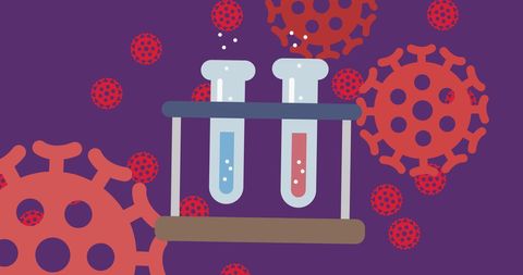 Illustration of test tubes against covid-19 background