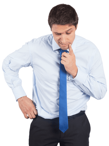 thoughtful businessman contemplating decision in transparent background - Download Free Stock Videos Pikwizard.com