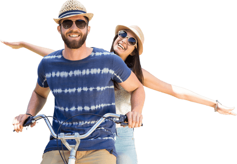 happy couple enjoying cycling on sunny day transparent background - Download Free Stock Videos Pikwizard.com
