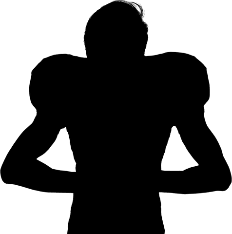 American football player silhouette on transparent background