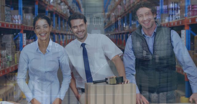 Diverse Warehouse Team Smiling Together near Packed Boxes - Download Free Stock Images Pikwizard.com