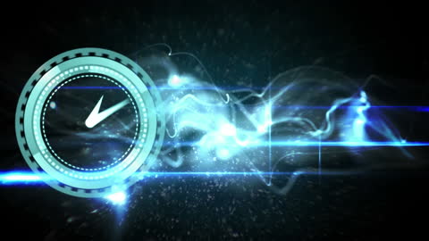 Digital Clock Animation with Light Trails in Space