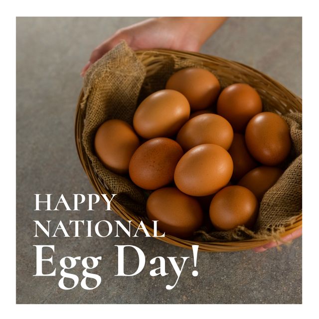 Celebrating National Egg Day with Basket Full of Fresh Brown Eggs - Download Free Stock Templates Pikwizard.com