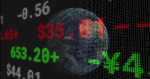 Global financial markets with digital earth hologram