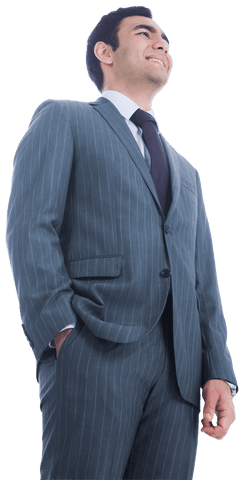 Happy Businessman Smiling Confidently on Transparent Background