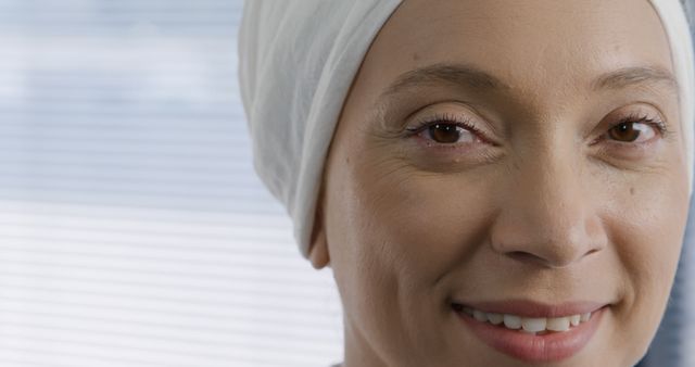 Closeup of Confident Woman Smiling in Cancer Treatment - Download Free Stock Images Pikwizard.com