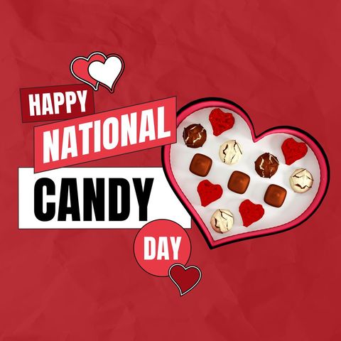 National candy day celebration with heart-shaped chocolates