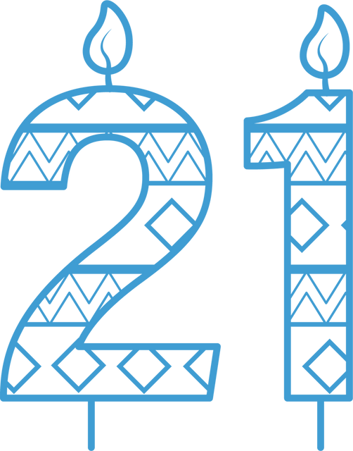 Blue Patterned Number 21 Birthday Candle on Transparent Background - Download Free Stock Videos Pikwizard.com