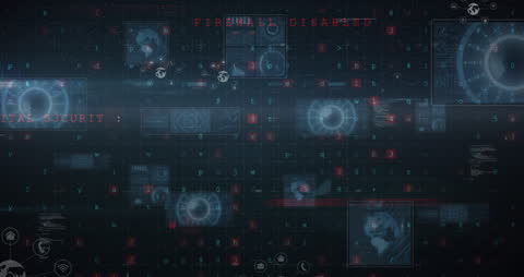 Futuristic Digital Interface with Data and Security Visuals