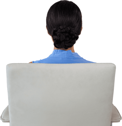 Transparent Businesswoman Sitting Modeling Professionalism Back View