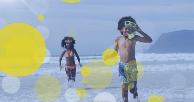 Children Running on Beach with Goggles Enjoying Summer Vacation - Download Free Stock Images Pikwizard.com