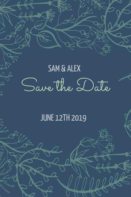 Elegant Floral Save the Date Card with Romantic Blue Design - Download Free Stock Templates Pikwizard.com