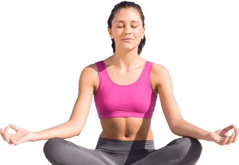 Transparent Calm Woman Meditating Yoga Practice Serene Peace