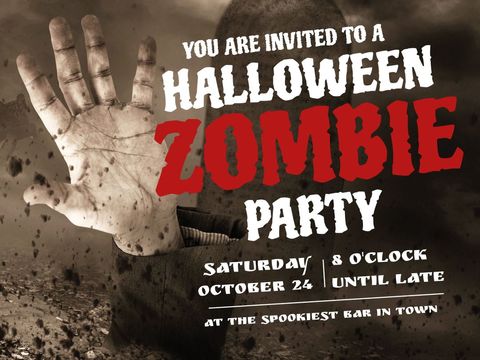 Halloween Zombie Party Invitation With Spooky Hand - Download Free Stock Templates Pikwizard.com