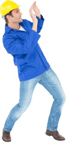 Caucasian Male Worker Looking Surprised on Transparent Background