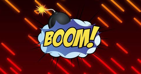Retro Comic Style Boom Text with Explosive Graphic Design - Download Free Stock Images Pikwizard.com
