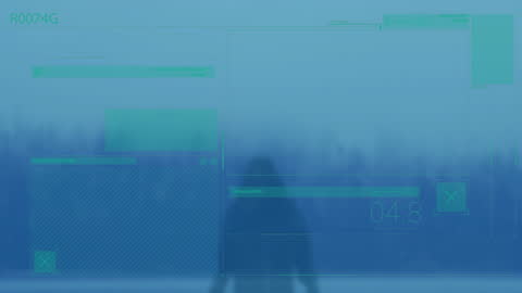 Futuristic Data Interface Over Cityscape