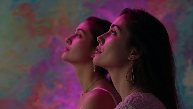 Two Hispanic Models in Dynamic Studio Lighting