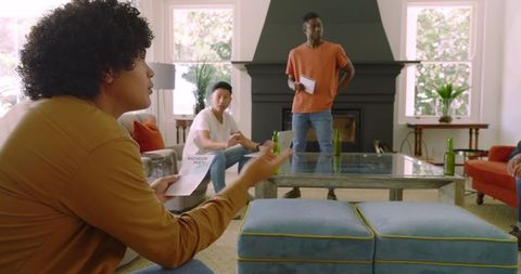 Friends Planning Wedding in Cozy Living Room Environment