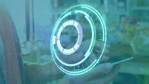Hands with Augmented Reality Interface and Smartphone