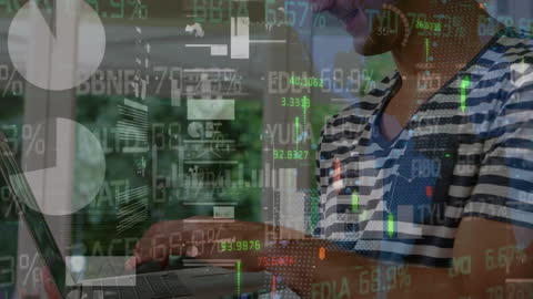 Businessman Analyzing Financial Data Over Digital Interface