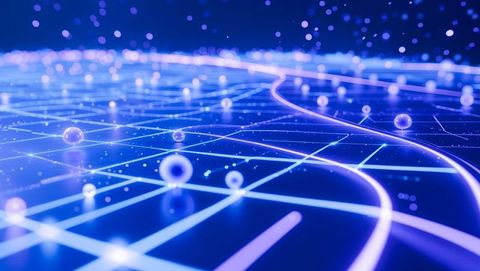 futuristic glowing grid with luminous spheres and light particles - Download Free Stock Images Pikwizard.com